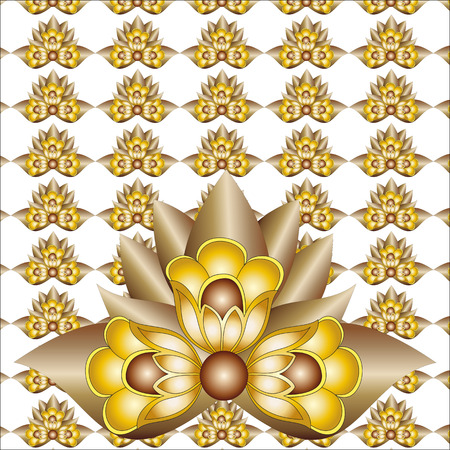 the texture of Golden flowers on a white backgroundのイラスト素材