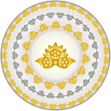 brush ornament on a round the background in the form of platesのイラスト素材