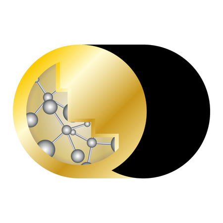 the emblem of the gold medal with a picture in the form of moleculesのイラスト素材