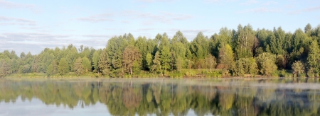 panorama landscape morning on the riverの写真素材