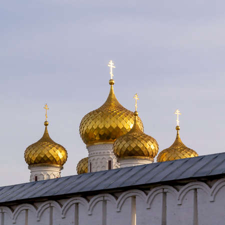 Golden domes of the main temple Ipatievsky monastery, Kostroma, Russiaの写真素材