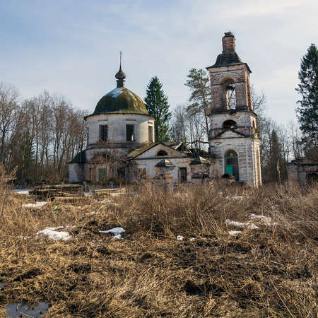 abandoned Orthodox church, Kozyura village, Kostroma region, Russia, built in 1829の写真素材