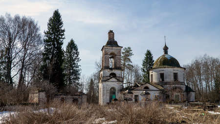 abandoned Orthodox church, Kozyura village, Kostroma region, Russia, built in 1829の写真素材