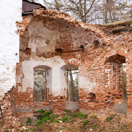 ruins of an old red brick buildingの写真素材