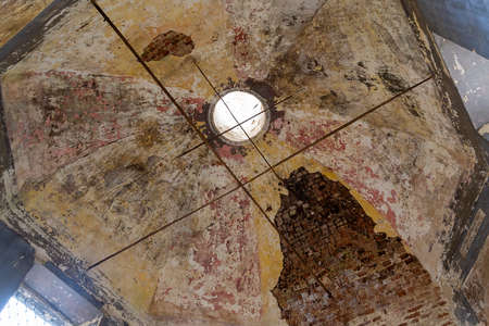 interior of an abandoned church, Myshkino village, Kostroma region, Russia, built in 1784