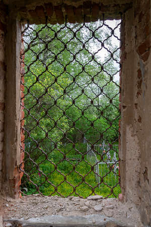 interior of the destroyed Orthodox church, Kostroma region, Russia, Nikolo-Mosty tract, built in 1823 currently the church is abandonedの写真素材