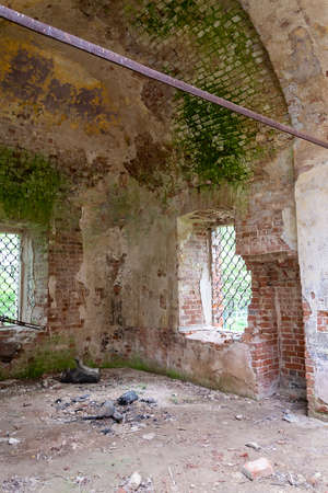 interior of the destroyed Orthodox church, Kostroma region, Russia, Nikolo-Mosty tract, built in...