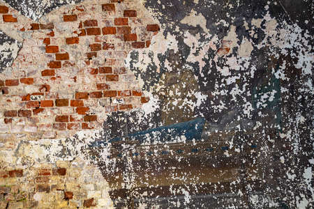 illustrations from the Bible on the wall of an abandoned church, the village of Nikitskoye, Kostroma...