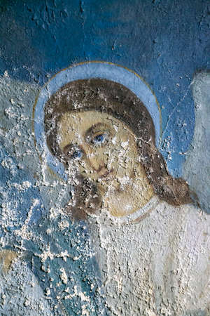 religious painting in an abandoned Orthodox church, the village Fedorovo, Kostroma province, Russia....