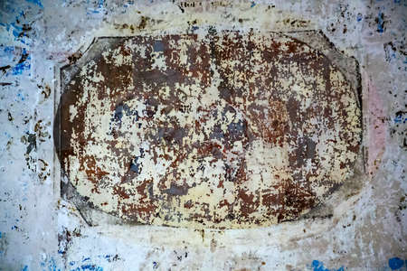 the remains of a church painting, texture, an Orthodox church, the village of Buyakovo, Kostroma province, Russia. The year of construction is 1810. Currently, the temple is abandoned.の写真素材
