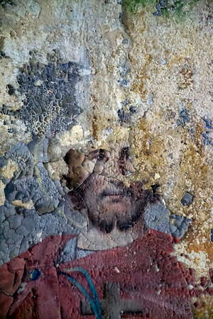 painting of the walls of an abandoned Orthodox church, the church of the village of Nikolo-Torzhok, Kostroma province, Russia. The year of construction is 1808. Currently, the temple is abandoned.の写真素材