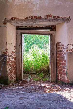 ruins inside an ancient Orthodox church, the church of the village of Nikola-Torzhok, Kostroma province, Russia. The year of construction is 1808. Currently, the temple is abandoned.の写真素材