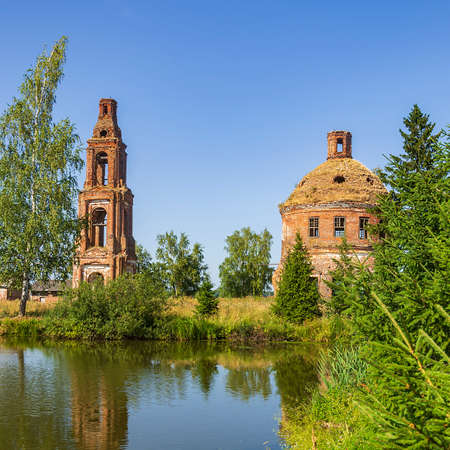 an abandoned Orthodox church, the church of the village of Golovinskoye, Kostroma province, Russia....