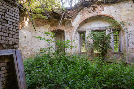 the interior of an abandoned Orthodox church, the temple of the village of Pavlovskoye, Kostroma province, Russia. The year of construction is 1826. Currently, the temple is abandoned.の写真素材