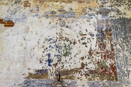 frescoes on the walls of an abandoned church, Pokrovskaya Church on the Letter River, Kostroma province, Russia. The year of construction is 1792. Currently, the temple is abandoned.の写真素材