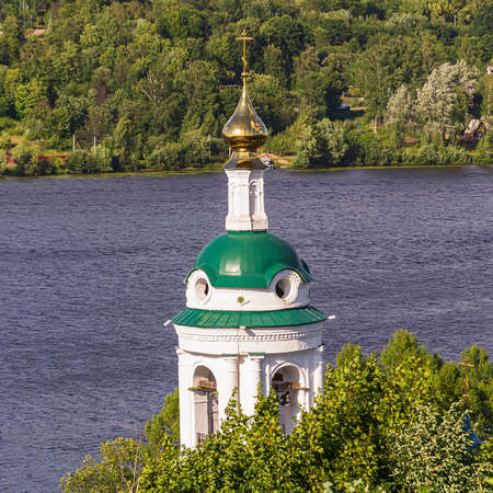 Bell tower of the Varvarinsky Church of the city of Ples on the Volga River, Russia, Ivanovo region year of construction 1821.の写真素材