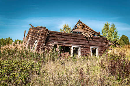 destroyed village house, Russia 2021の写真素材