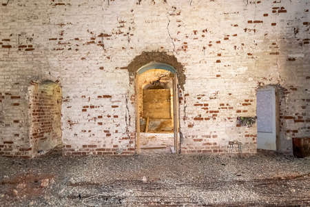 the interior of an abandoned Orthodox church, the temple of the village of Stolpino, Kostroma region, Russia, built in 1758, currently the temple is abandonedの写真素材