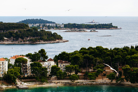 The view from the Church of St. Euphemia on Island of Sveti Ivan, Katarina island and Crveni Otokの写真素材