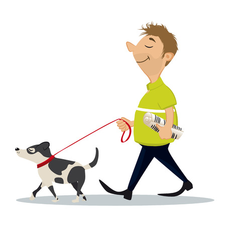 Man walking with his dogのイラスト素材