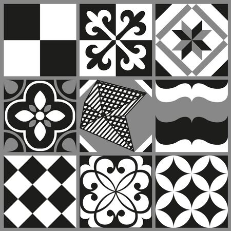 Black and white cement tile background designのイラスト素材