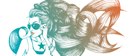 Vector illustration of a beautiful woman wearing sunglassesのイラスト素材