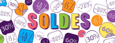 French sale background with percent doodles vector bannerのイラスト素材