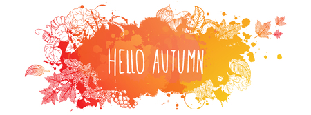 Sweet autumn doodles full vector large bannerのイラスト素材