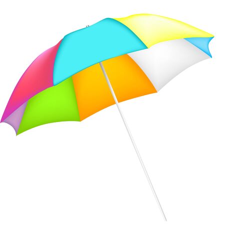 Beach umbrella rainbow colors isolated on white backgroundのイラスト素材
