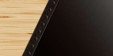 wood and metal texture large banner realistic illustrationのイラスト素材
