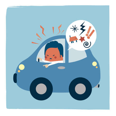 Illustration of an angry driverのイラスト素材