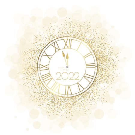 Happy New year 2021 clock and glitter designのイラスト素材