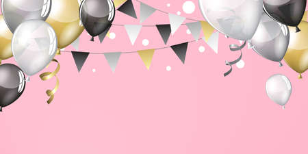 Festive party balloons illustration large backgroundのイラスト素材