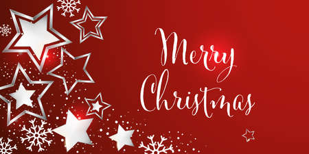Merry christmas illustration with stars and snowflakes backgroundのイラスト素材