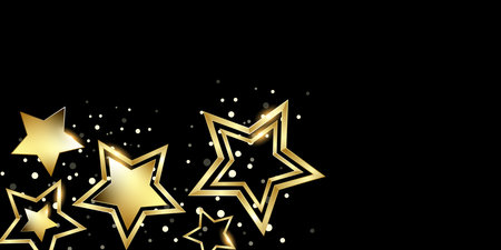 Bright shining golden stars background illustration celebration partyのイラスト素材