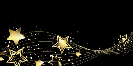 Bright shining golden stars background illustration celebration partyのイラスト素材