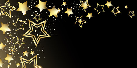 Bright shining golden stars background illustration celebration partyのイラスト素材