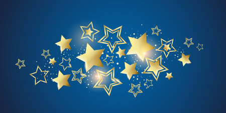 Bright shining golden stars background illustration celebration partyのイラスト素材