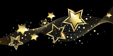 Bright shining golden stars background illustration celebration partyのイラスト素材