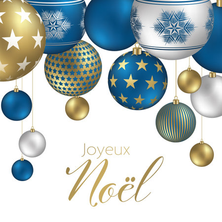 French Merry christmas shining snowflakes illustration backgroundのイラスト素材