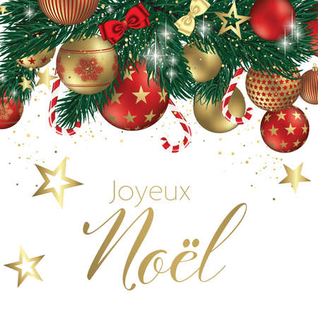 French Merry christmas shining snowflakes illustration backgroundのイラスト素材