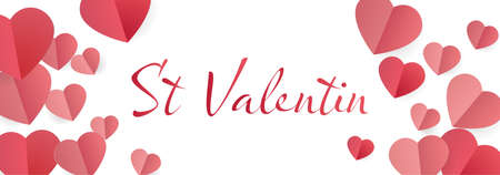 French Pink sweet paper hearts illustration large backgroundのイラスト素材