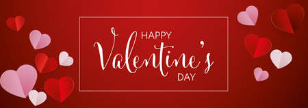 Valentines day love hearts illustration wide backgroundのイラスト素材