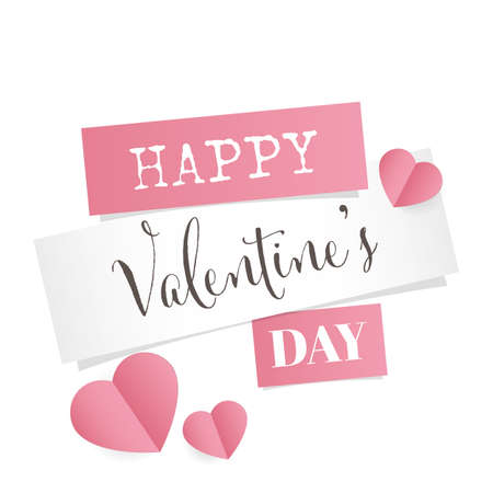 Pink sweet paper hearts illustration large backgroundのイラスト素材