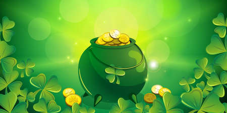 treasure pot illustration st patrick cauldron illustrationのイラスト素材