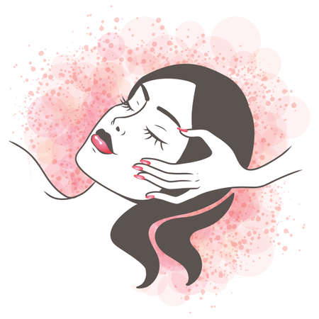 Woman having a face massage illustrationのイラスト素材