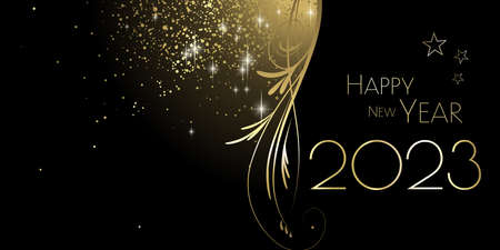 Happy New year 2023 festive glitter greeting card