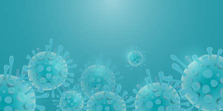 SARS coV 2 covid coronavirus design illustration wide bannerのイラスト素材
