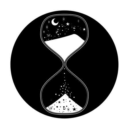 Sandglass and stars line art illustrationのイラスト素材