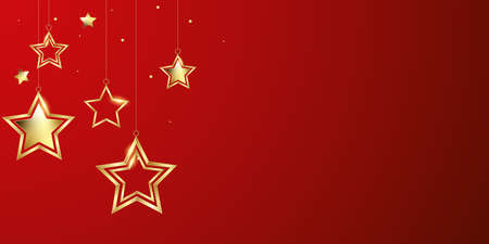 gold stars ornaments festive design banner